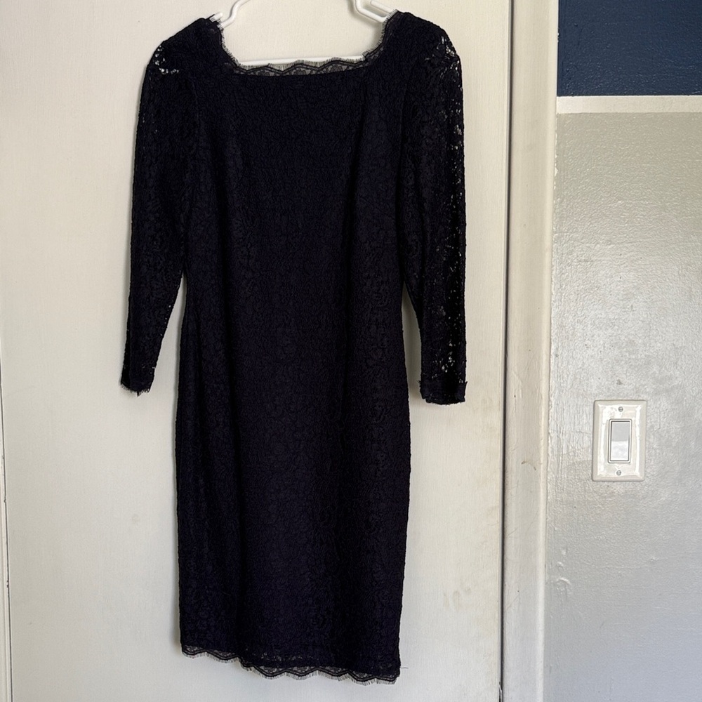 Adrianna Papell Navy Blue Lace Sheath Dress - Women